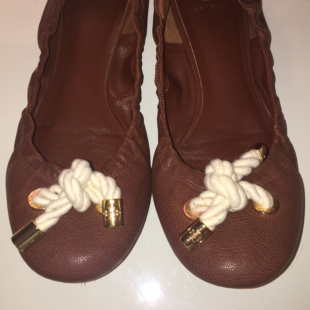Tory Burch leather rope bow ballet flats!